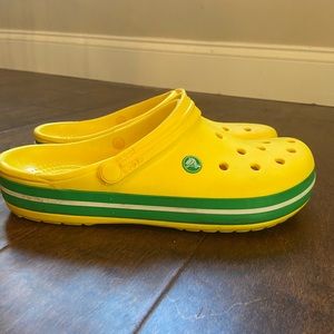 Yellow and green crocs size 9 M and 11W